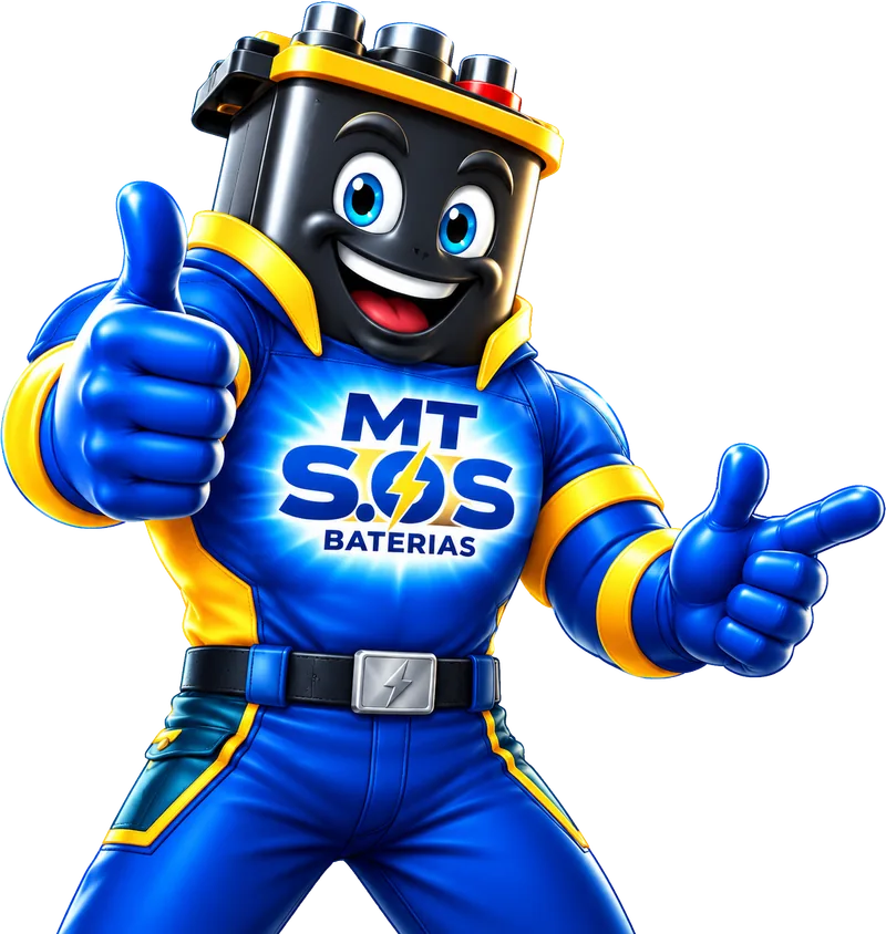 Mascote MT S.O.S Baterias fazendo sinal de positivo